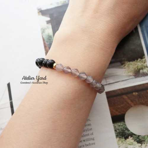 no.426「邪気を寄せ付けない」グレーオニキス、黒檀のパワー天然石