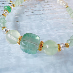 Eudöra 原創手作水晶手鍊-Gaia大地女神-螢石、葡萄石、淡水珍珠 第2張的照片
