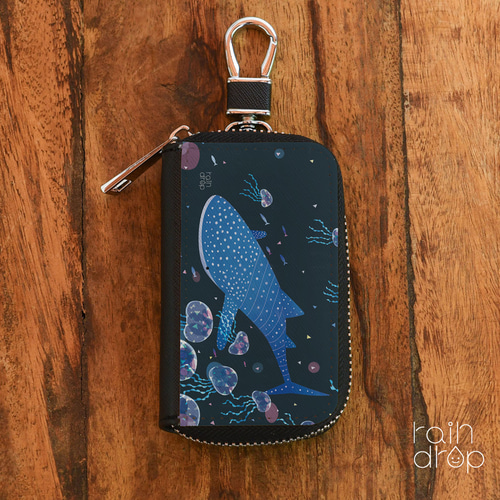 スマートキーケース ジンベエザメ かわいい レザー 革 ストラップ付き