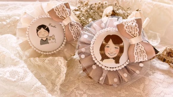 似顔絵ロゼット 似顔絵 プレゼント 敬老の日 誕生日 祝い事 母の日父の