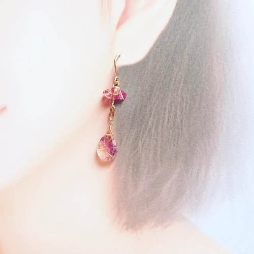 14KGF】カービングアメトリンピアス(No.956P) ピアス（フック