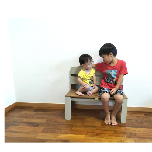 子供用ベンチ ヘンプベージュ 木目調 椅子 木製ベンチ ベンチ
