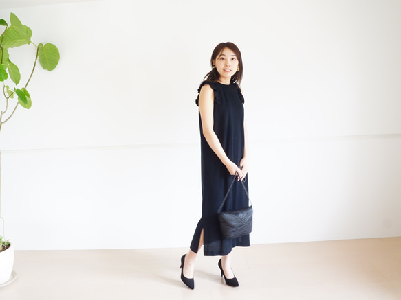 ＼降價40%／成人休閒♥ Kanoko連衣裙（黑色） 第4張的照片