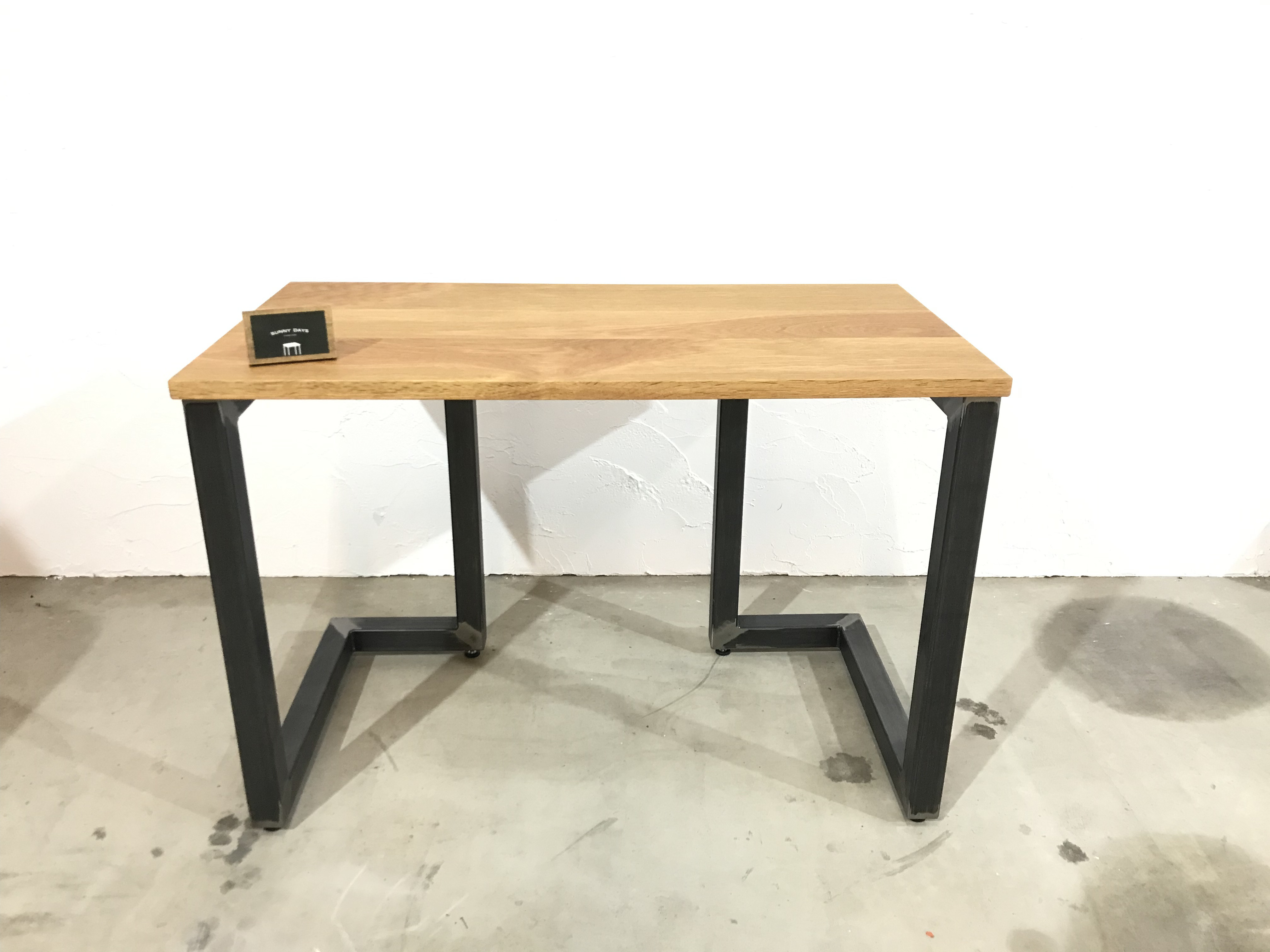 ☆ サイズ変更可能 黒皮鉄 40ミリ幅アイアンフレーム ホワイトオーク無垢材 ワークテーブル 宅内搬入設置あり ☆