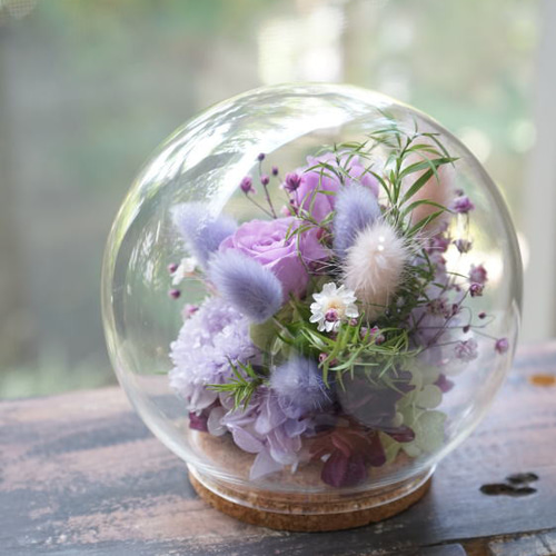 ガラスドームランベンダー プリザーブドフラワーアレンジメント