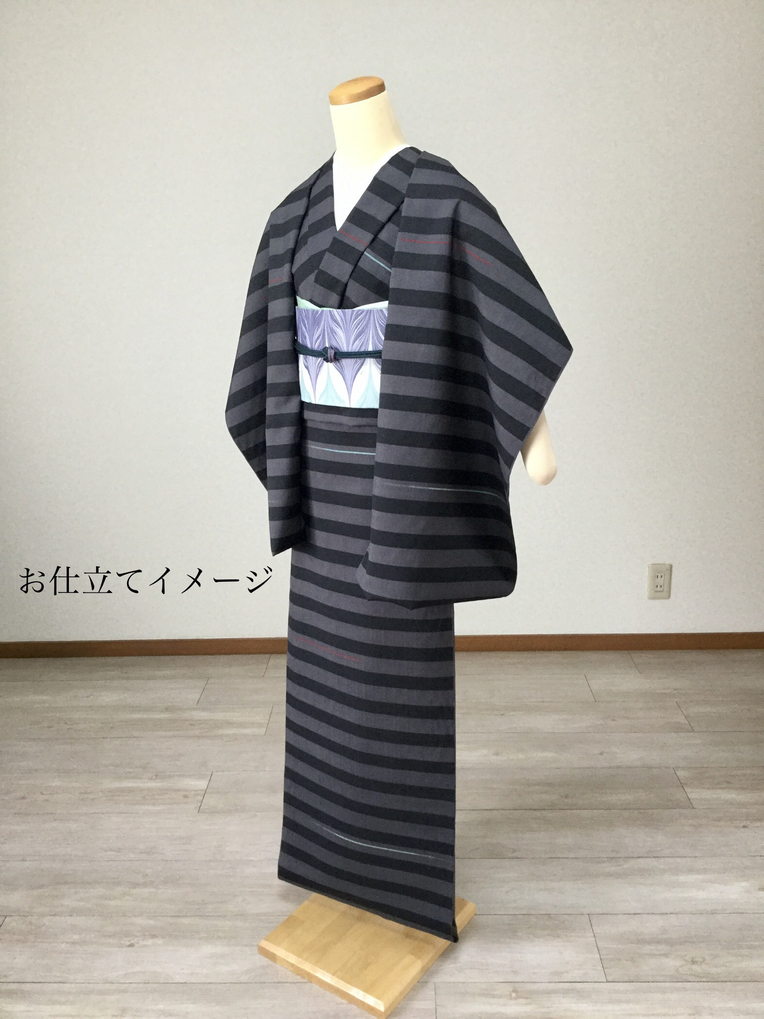 【洗える3WAY浴衣】浴衣｜夏着物｜単衣 モノトーンのボーダー柄