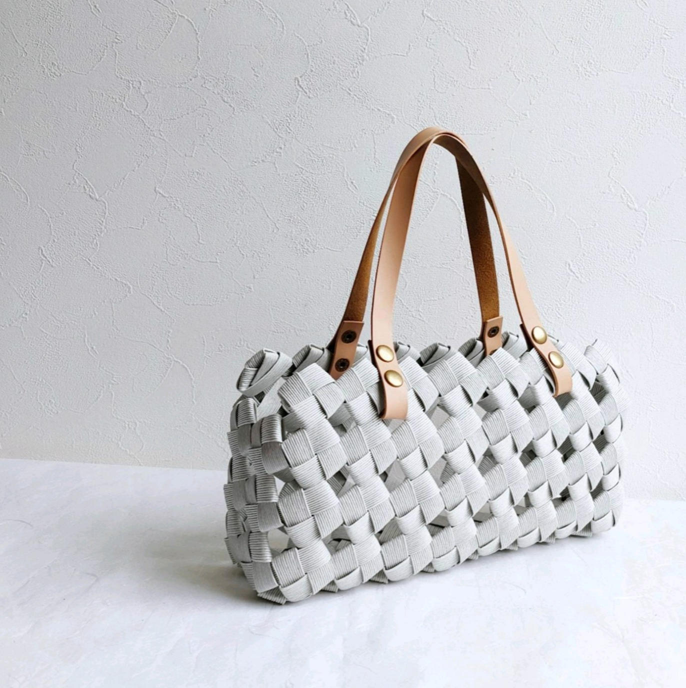 【選べる9色】春恋し 大人カゴバッグ M パール グレー 本革ハンドル ギフト 着物 卒業式 袴 浴衣にも素敵