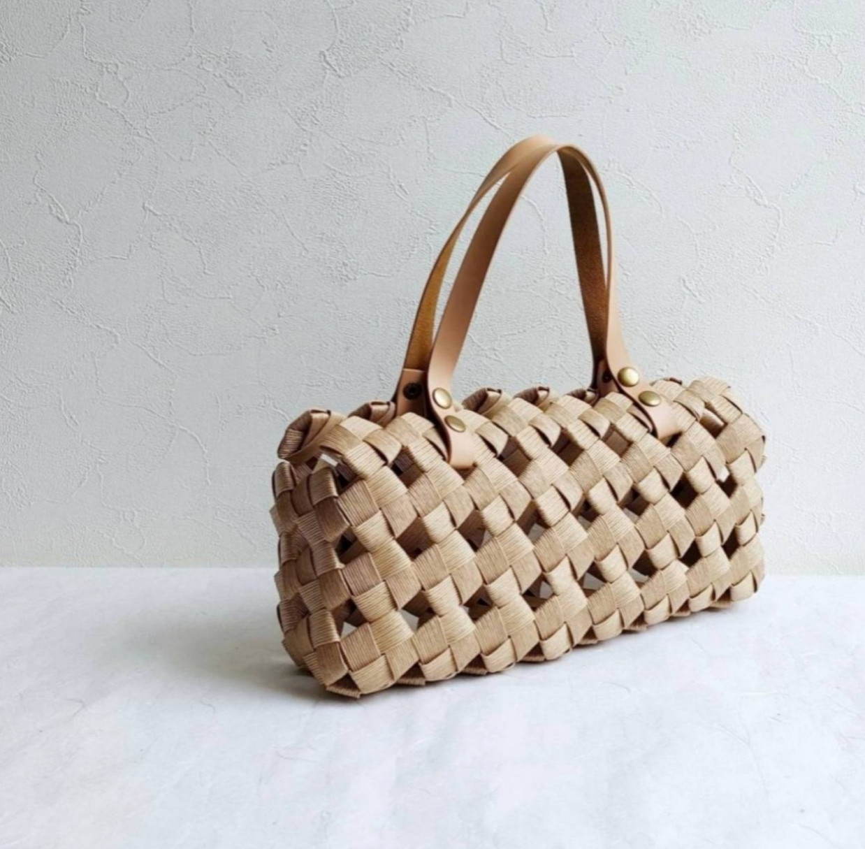 【選べる9色】春恋し 大人カゴバッグ M きなり beige 本革ハンドル ギフト 着物 卒業式 袴 浴衣 にも素敵
