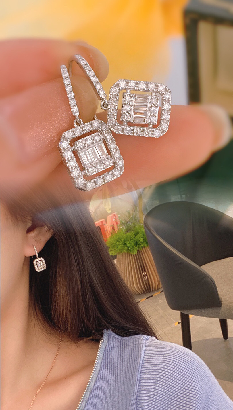 天然ダイヤモンドピアス0.85ct k18 ピアス（フック・チェーン） パール