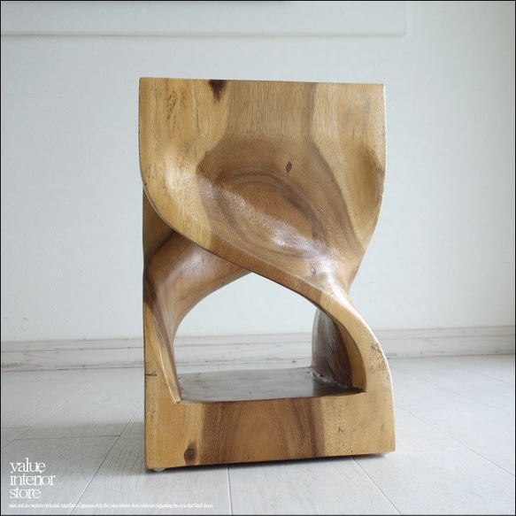 無垢材 ウェーブスツールNA01 イス 天然木 椅子 ベンチ 木製スツール ナチュラル 天然木 モンキーポッド 7枚目の画像