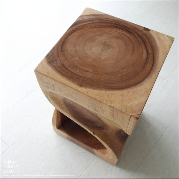無垢材 ウェーブスツールNA01 イス 天然木 椅子 ベンチ 木製スツール ナチュラル 天然木 モンキーポッド 8枚目の画像