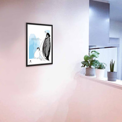 北欧モノトーン　ポスター  A4 　　アート（イラスト・グラフィック）seiで検索　　新築祝い　誕生日　ペンギン10-4 4枚目の画像