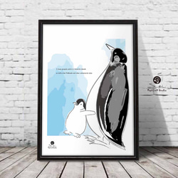 北欧モノトーン　ポスター  A4 　　アート（イラスト・グラフィック）seiで検索　　新築祝い　誕生日　ペンギン10-4 1枚目の画像