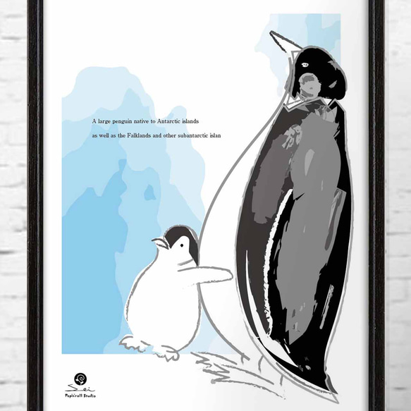 北欧モノトーン　ポスター  A4 　　アート（イラスト・グラフィック）seiで検索　　新築祝い　誕生日　ペンギン10-4 2枚目の画像