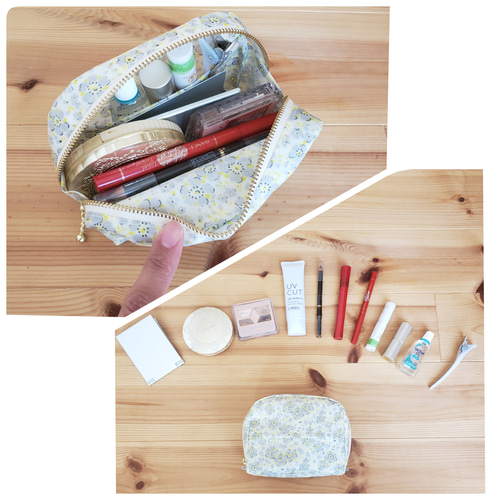 専用✳︎SALE✳︎ハンドメイド✳︎レモン柄✖️チェック　ポーチ付きティッシュケース 水色ギンガムチェックのコロンとマチ付き小さめティッシュポーチ