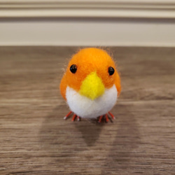 羊毛フェルト 置物 鳥 カナリアのお友達 オレンジ色の鳥さん f00062