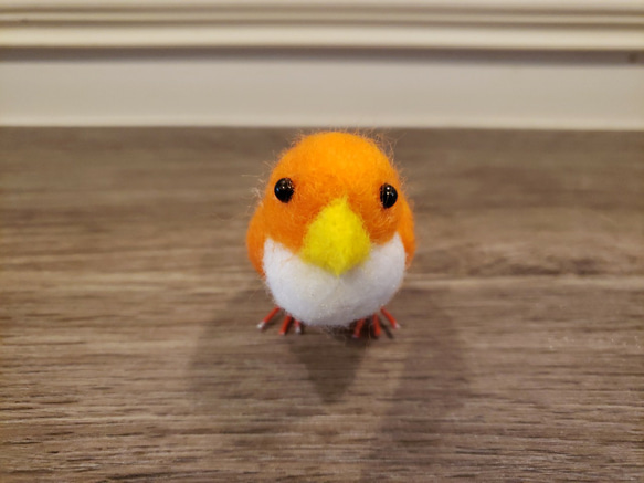 羊毛フェルト 置物 鳥 カナリアのお友達 オレンジ色の鳥さん f00062