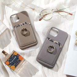 iphoneケース ひょう柄 カード収納 リング 13 12 pro SE かわいい スマホケース 11 8 2枚目の画像
