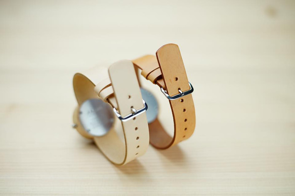 ペアウォッチ (size S + L) -- メープル ｘ ヌメ革 3枚目の画像