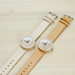 ペアウォッチ (size S + L) -- メープル ｘ ヌメ革 2枚目の画像