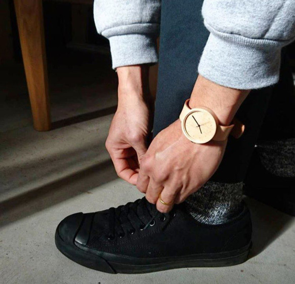 ペアウォッチ (size S + L) -- メープル ｘ ヌメ革 8枚目の画像