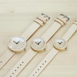 ペアウォッチ (size S + L) -- メープル ｘ ヌメ革 4枚目の画像