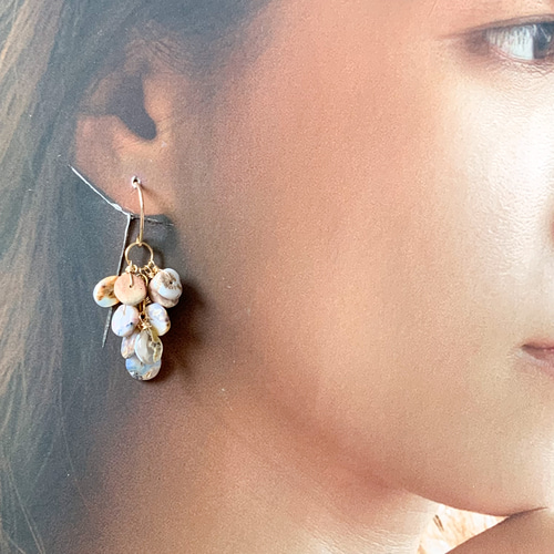 14kgf*オーストラリア産オパールのエスニックピアス／イヤリング