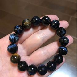 山梨県黒平水晶（草入り黒水晶） 15mm玉ブレスレット 証明書付 66.3g