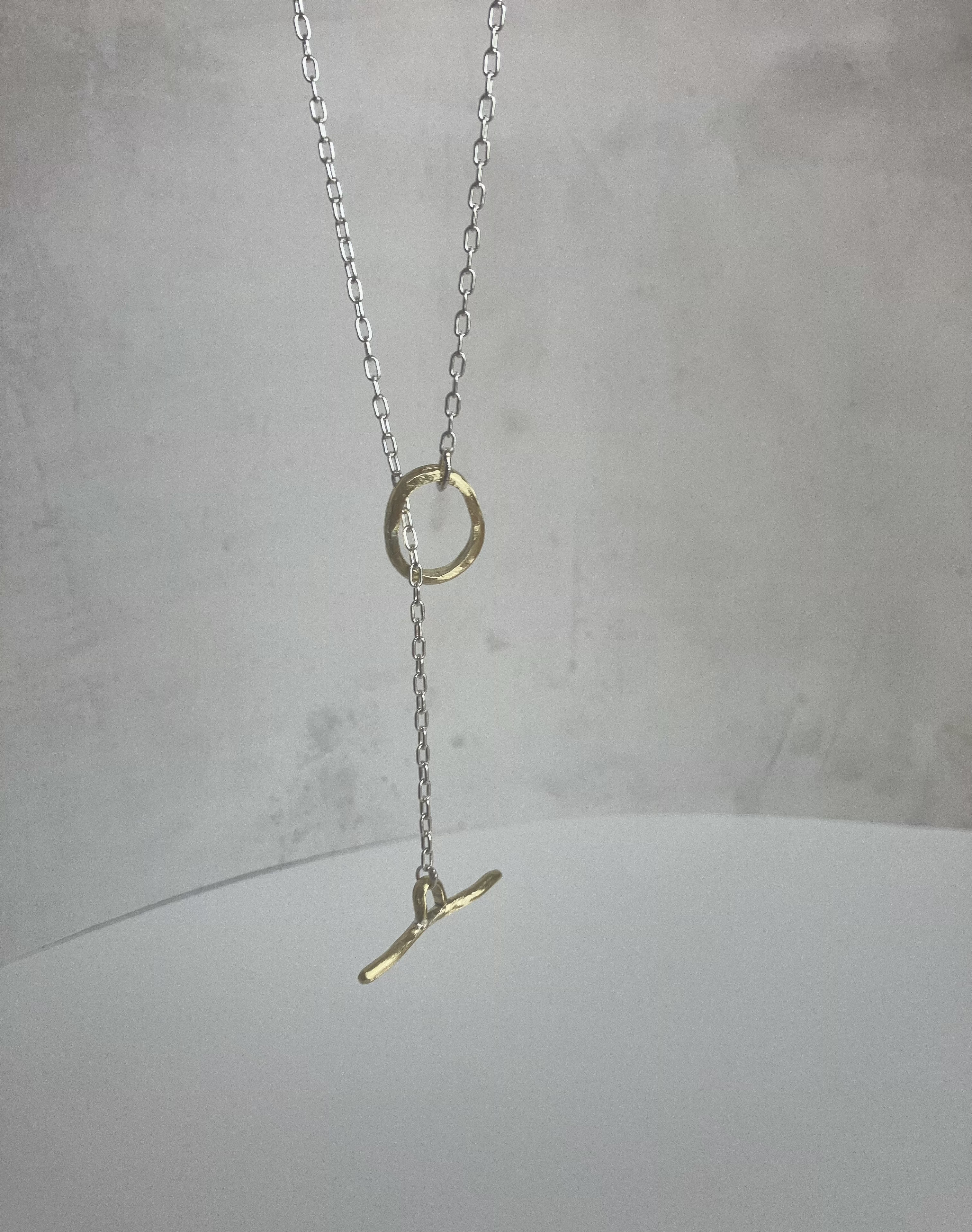 【真鍮×silver】こだわりネックレス　new symbol コンビカラー　シルバーネックレス　送料無料