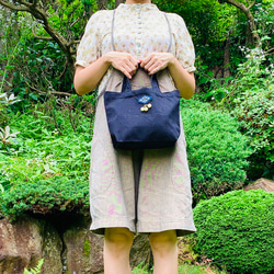 Kogin 刺繡手提包 迷你靛藍 [午餐袋 ☺︎ 刺繡] Cesky Pompom ⌘ 訂製 ⌘ 第5張的照片