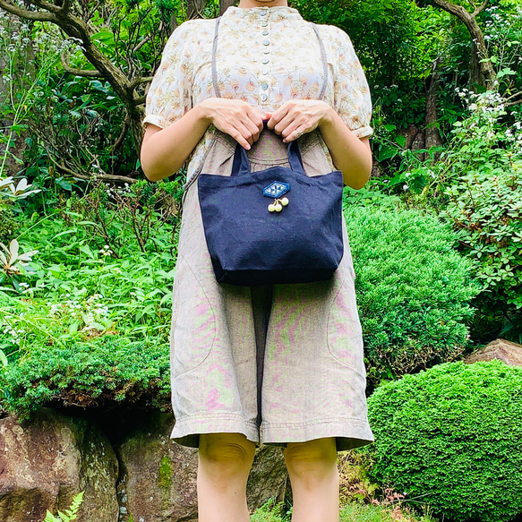 Kogin 刺繡手提包 迷你靛藍 [午餐袋 ☺︎ 刺繡] Cesky Pompom ⌘ 訂製 ⌘ 第5張的照片