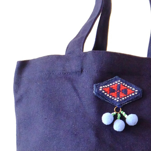 Kogin 刺繡手提包 迷你靛藍 [午餐袋 ☺︎ 刺繡] Cesky Pompom ⌘ 訂製 ⌘ 第2張的照片