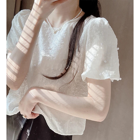 白い シャツ ブラウス オフィス レース シャツ 白 ティー レディース  