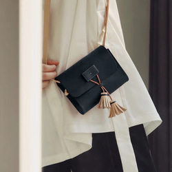Tassel Pochette，真皮手工單肩包，外出包，夏季包 第9張的照片