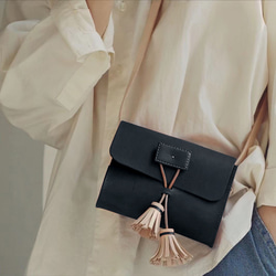 Tassel Pochette，真皮手工單肩包，外出包，夏季包 第1張的照片