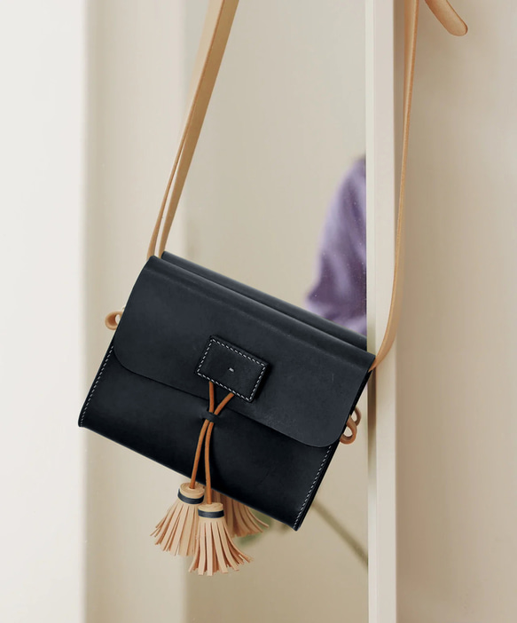 Tassel Pochette，真皮手工單肩包，外出包，夏季包 第6張的照片