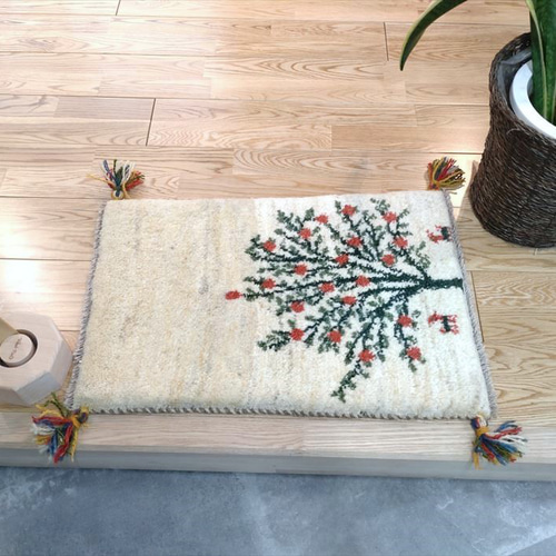 新規入荷】ペルシャ ギャッベ 玄関マット 39~41x60cm
