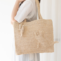 フィッシュ＆キャット バッグ】猫 春夏 ラフィア 天然素材
