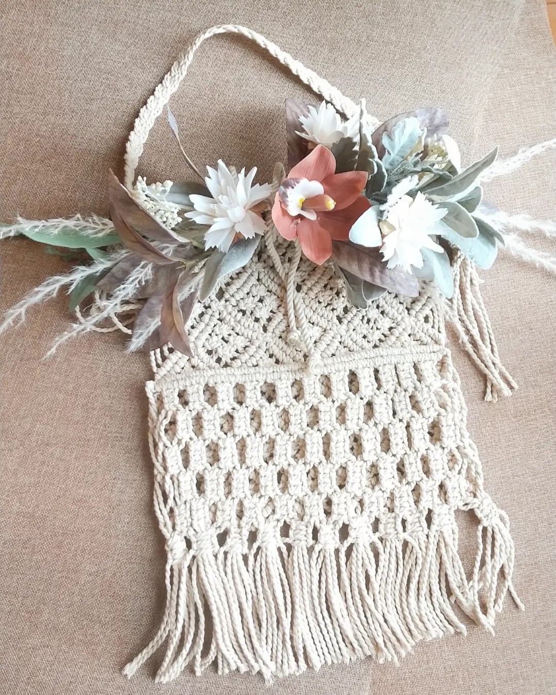 ポケット付きマクラメ&アースカラースワッグ 6,300円