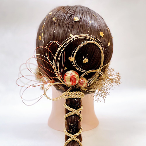 ☆レッドゴールド♡金箔付♡髪飾り ヘッドドレス 前撮り 成人式 卒業式