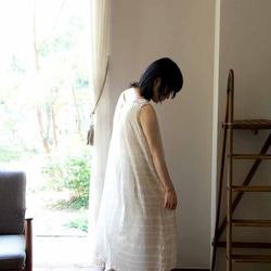 OrganicCotton &amp; Linen Border 背釘無袖連衣裙 第6張的照片