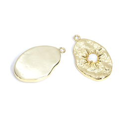 新作 [1 件] 蛋白石不均勻橢圓光澤金色魅力 NF 第3張的照片