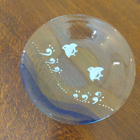 グラスペイント/ガラスの小皿（千鳥）(R-071) 1枚目の画像