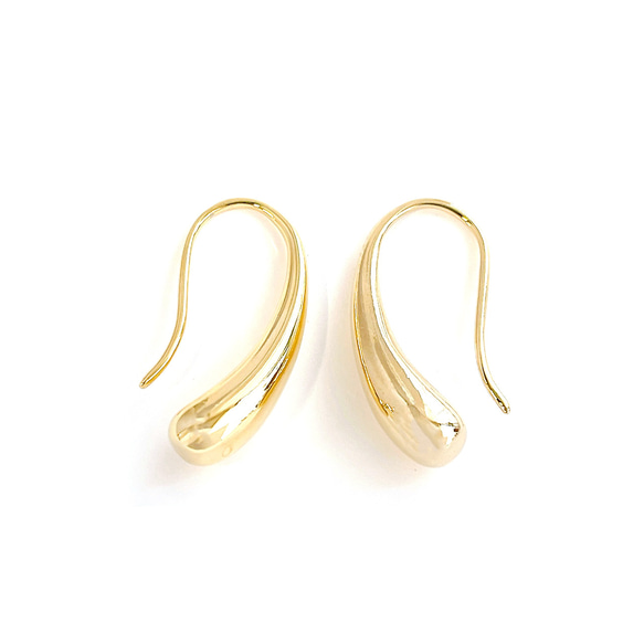 eje275 【1對】優雅長水滴造型16KGP金鉤耳環 第1張的照片