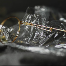金色のオーバルピン風テンプル メタルフレーム アンティーク メガネ 日本/ガス 9枚目の画像