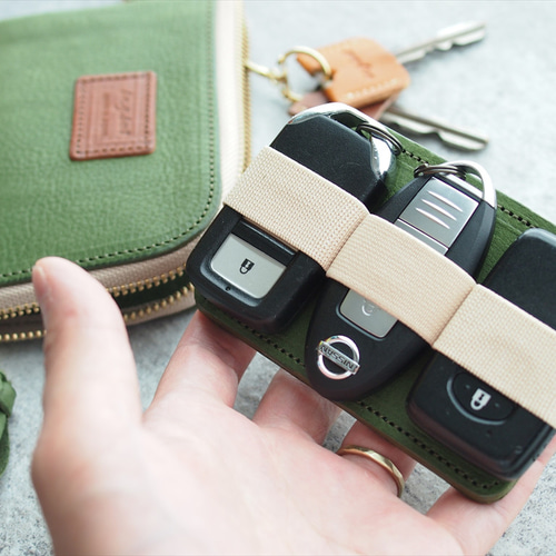 スマートキーが3個入るキーポーチ ヌメ革モデル』 キーケース bag 