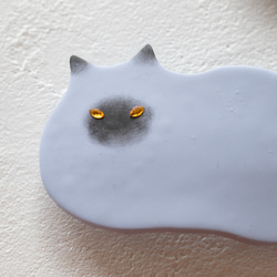 ［期間限定］しっぽが揺れる猫のバレッタ（ロシアンブルー） 6枚目の画像