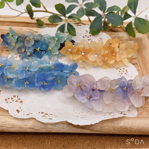 紫陽花バレッタ 新作 4色 夏の陽射しにもcute♪ バレッタ 櫻子