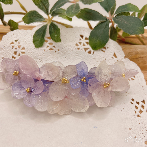 紫陽花バレッタ 新作 4色 夏の陽射しにもcute♪ バレッタ 櫻子