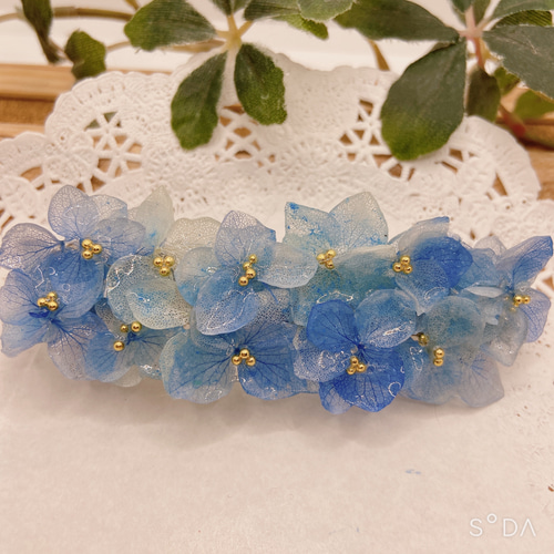 紫陽花バレッタ 新作 4色 夏の陽射しにもcute♪ バレッタ 櫻子 通販